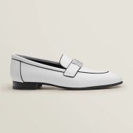 Hermes Paris Loafers Women Calfskin with H Buckle In White