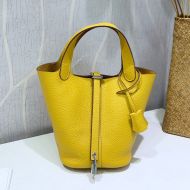 Hermes Picotin Lock Bag Clemence Leather Palladium Hardware In Yellow