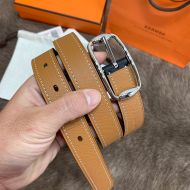 Hermes Pin Belt Epsom Calfskin In Brown/Silver