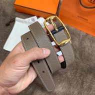 Hermes Pin Belt Epsom Calfskin In Grey/Gold