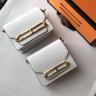 Hermes Roulis Bag Alligator Leather Gold Hardware In White