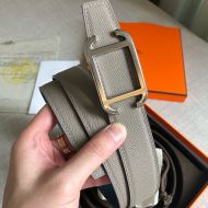 Hermes Society 32 Reversible Belt Togo Leather In Grey/Teal