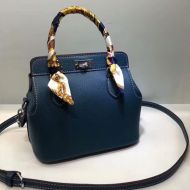 Hermes Toolbox Bag Swift Leather Palladium Hardware In Blue