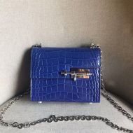 Hermes Verrou Chaine Mini Bag Alligator Leather Palladium Hardware In Blue